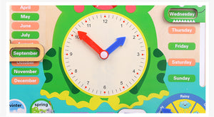 Preschool Wooden Educational Learning Time Weather Season Calendar Clock