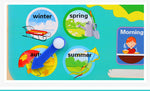 Preschool Wooden Educational Learning Time Weather Season Calendar Clock