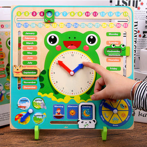 Preschool Wooden Educational Learning Time Weather Season Calendar Clock