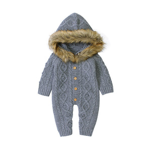 Avery Knitted Jumpsuit With Fur Hood
