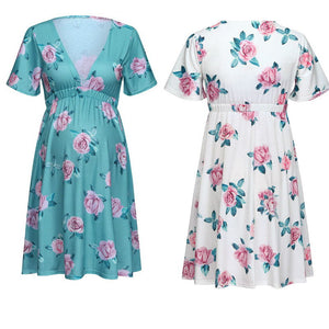 Vivian Short Sleeve Summer Floral Maternity Dress