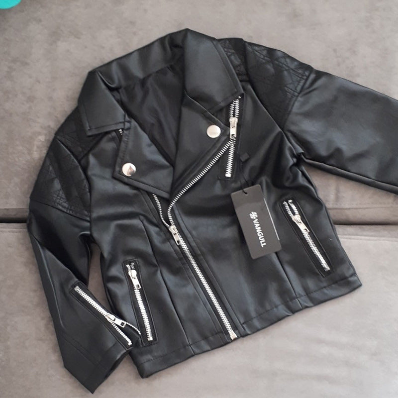 Zukko Toddler Black Leather Jacket