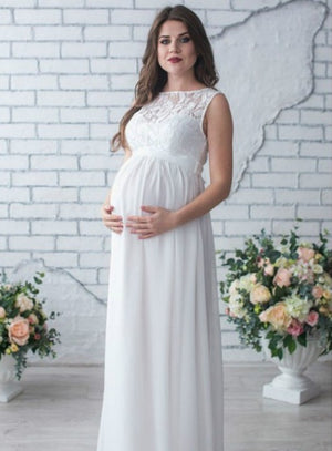 Anna Maria Lace Sleeveless Long Maternity Dress