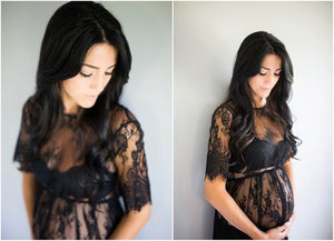 Shanti  Black Lace Maternity Photo Dress