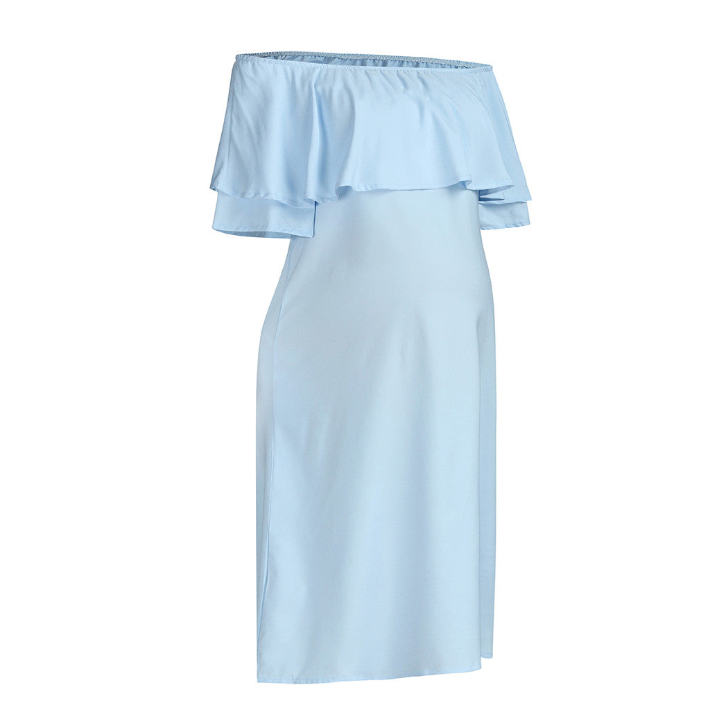 Lucy Shoulder Flounce Maternity Dress
