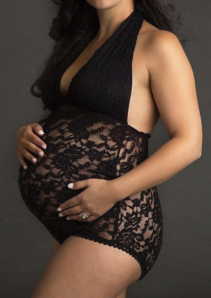Yara Halter Lace Backless Maternity Bodysuit – Baby Barn Town