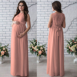 Anna Maria Lace Sleeveless Long Maternity Dress