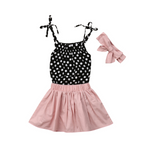 Aspen Cute Girls Outfit Polka Dot Bodysuit and Pink Shirt Set