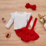 Noel Girl Infant Holiday Red Outfit Long-sleeved Blouse And Skirt Suit
