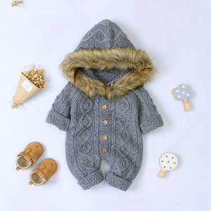 Avery Knitted Jumpsuit With Fur Hood BabyBarnTown