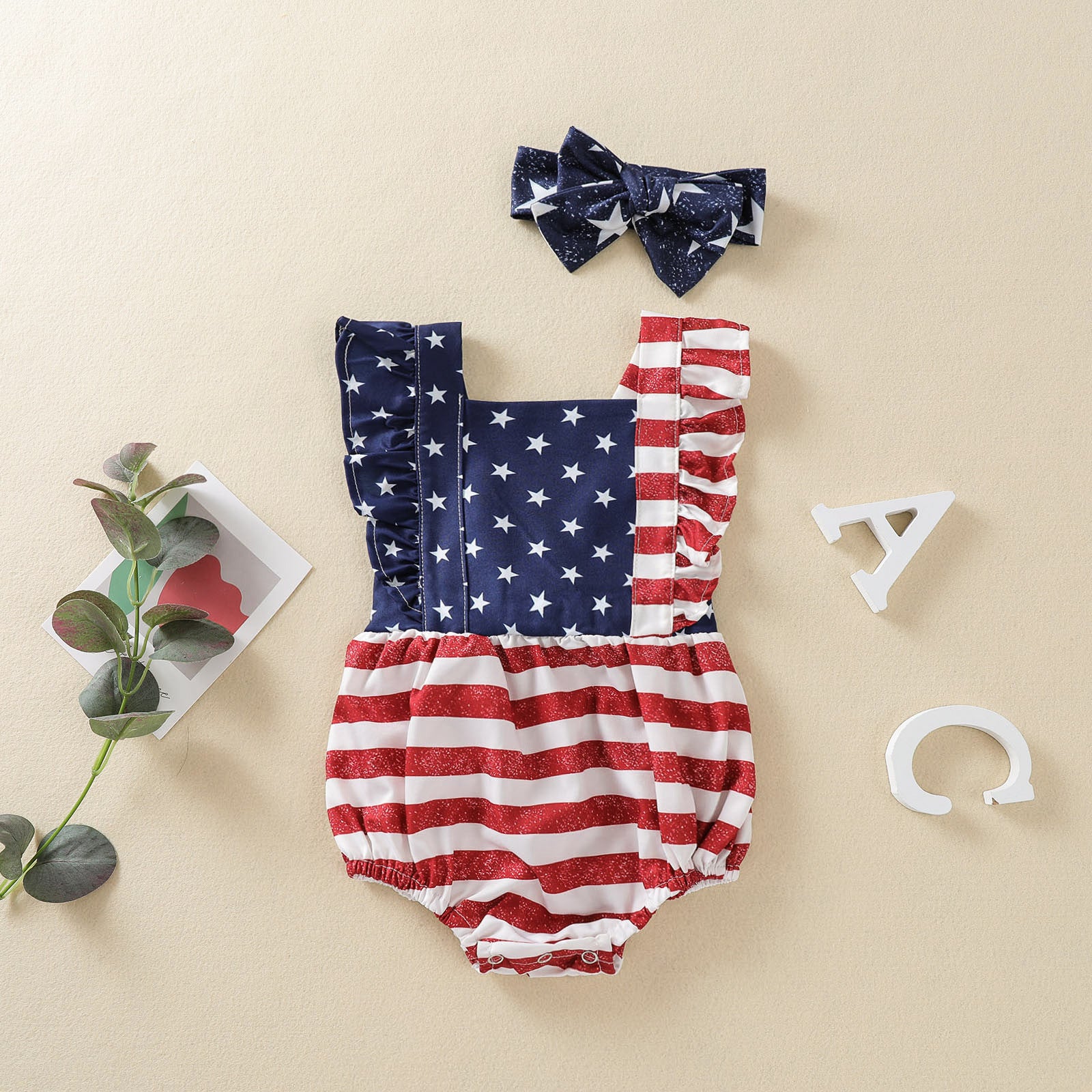 Baby and Toddler American Flag One Piece Romper