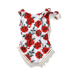 Lillian Baby Girl Rose Floral Romper and Headband 2 Pc Set