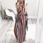 Aruora Sleeveless Striped Long Maxi Maternity Dress