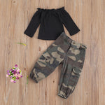 Darla Black Camouflaged Shirt and Pant Set Toddler Clothing