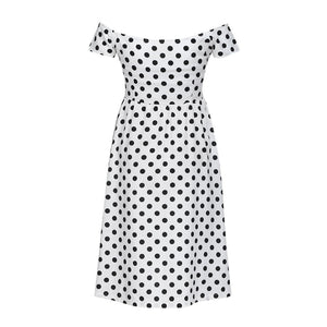 Womens Maternity White Polka Dot Print Dress