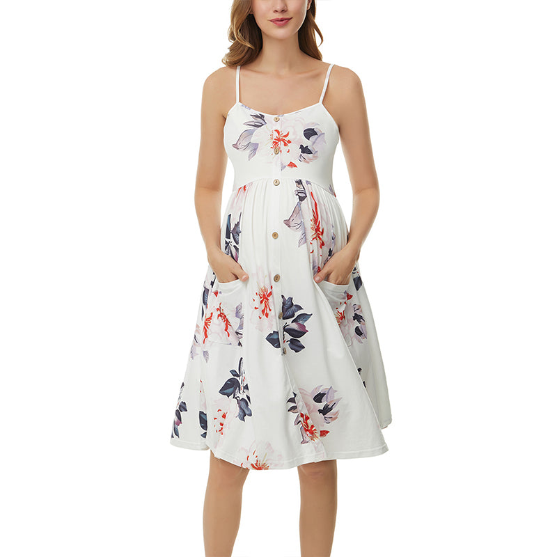 Floral Maternity Dress With Pockets