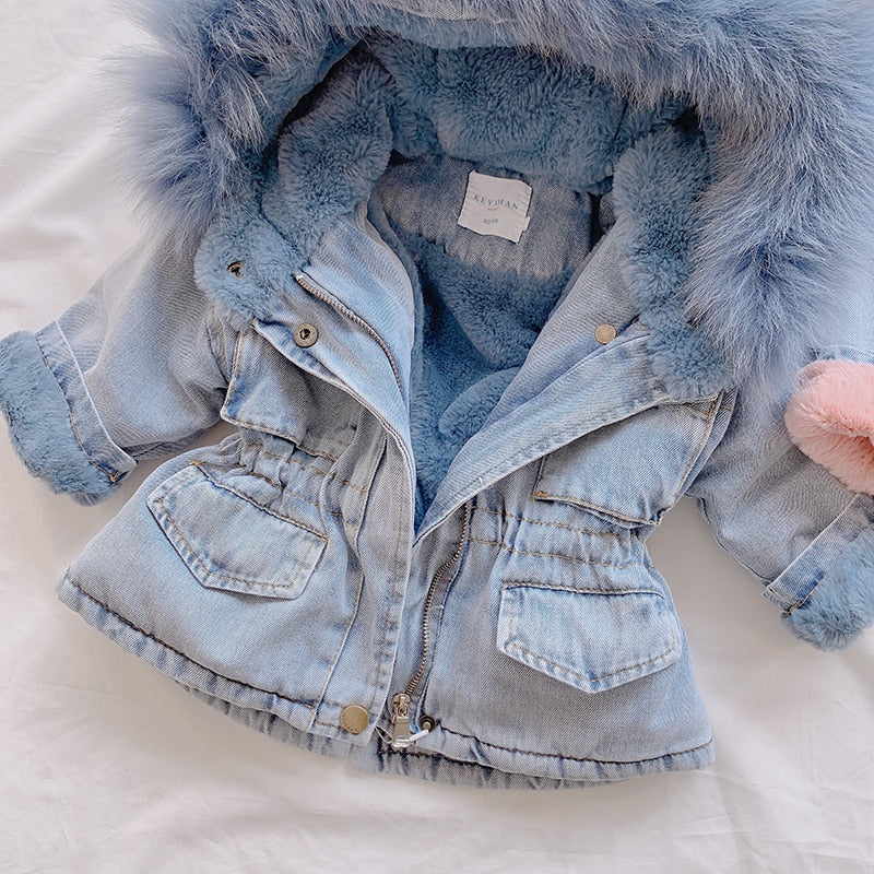 Fluffy Candy Fur Hoodie Denim Jacket SD00409 - Pink / L | Denim coat jacket,  Fur hood jacket, Denim jacket with hoodie