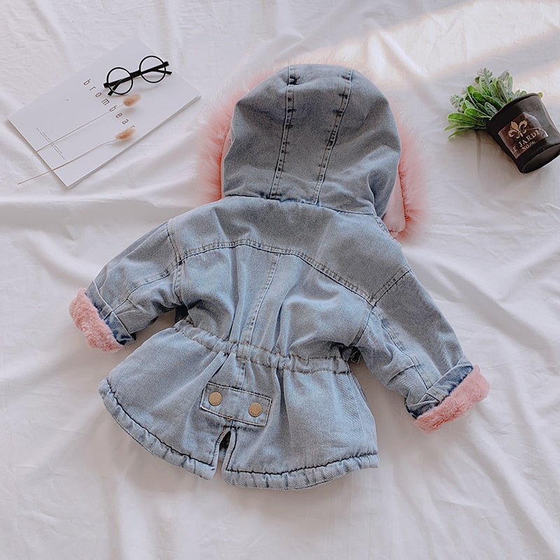 BabyBarnTown Winter Toddler Girl Denim Jacket With With Fur – Baby Barn ...