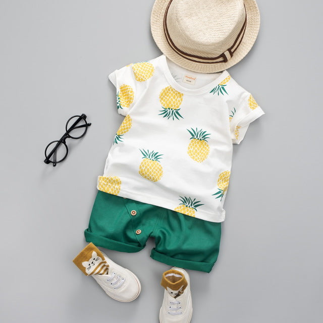 BabyBarnTown Baby Boy Pineapple Fruit T-Shirt And Shorts Set