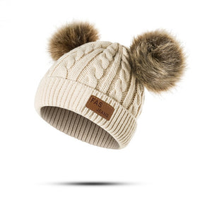 Baby Pom Beanie Winter Children Knitted Hat